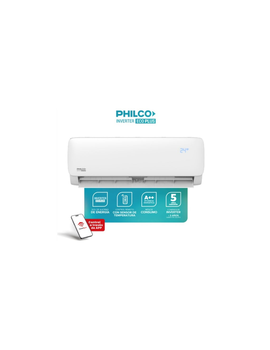Aire Split 8750w Inverter Frio Calor Philco Phin90hc3awfpi